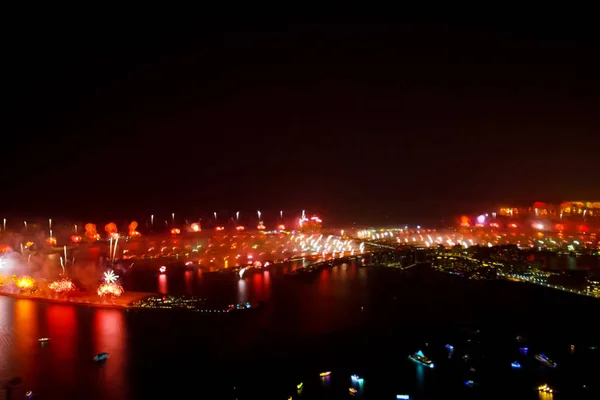 Dubai Festival Havai Fişek Güzel Renkli Tatil Fireworks Uygulamasında Akşam — Stok fotoğraf