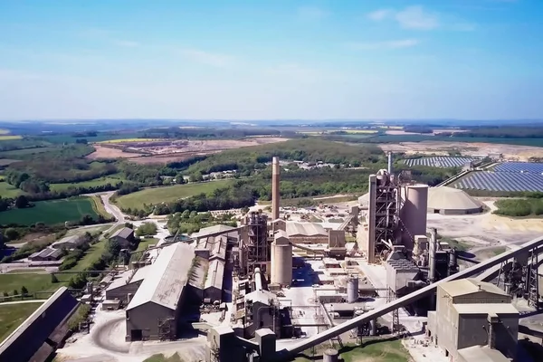 Large cement plant. The production of cement on an industrial scale in the factory.