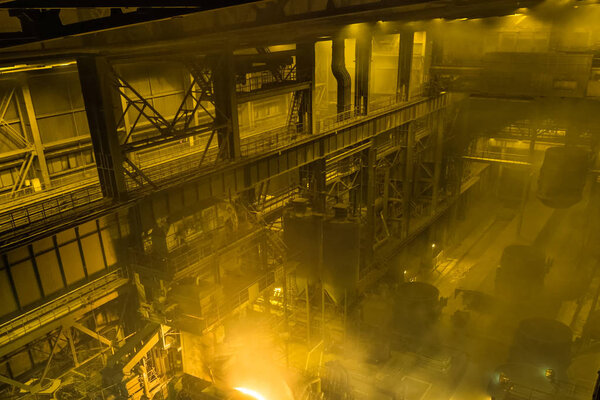 Electric arc furnace. Steel melting plant. Metal foundry