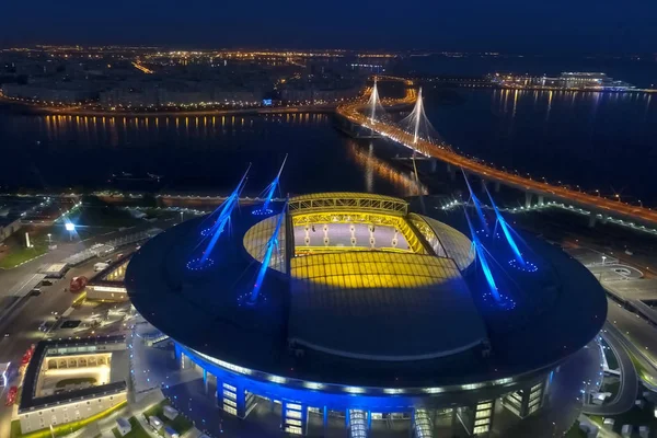 Moscou Russie Mai 2017 Stade Zenith Arena Nuit Illuminé Par — Photo