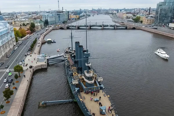 Pererburg Russia May 2018 Cruiser Aurora River Neu City Petersburg — Stock Photo, Image