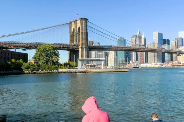 New York Verenigde Staten Juni 2015 Brooklyn Bridge Lopen Brug — Stockfoto