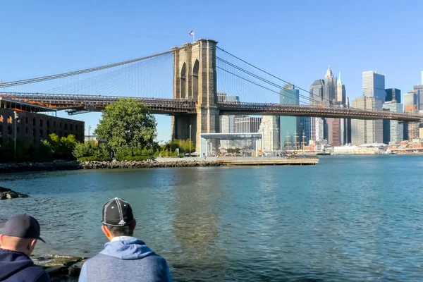 Nueva York Junio 2015 Puente Brooklyn Camina Por Puente Caminando — Foto de Stock