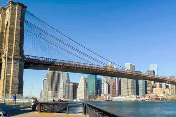 Nueva York Junio 2015 Puente Brooklyn Camina Por Puente Caminando — Foto de Stock