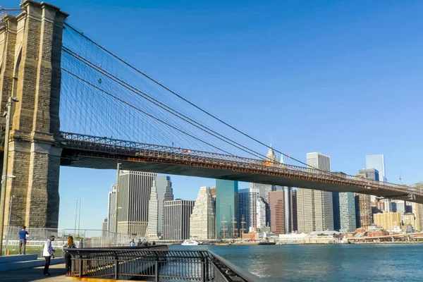 Nueva York Junio 2015 Puente Brooklyn Camina Por Puente Caminando — Foto de Stock