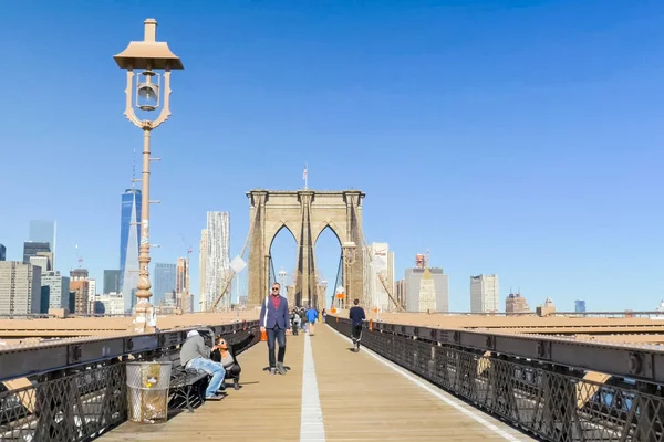 New York Verenigde Staten Juni 2015 Brooklyn Bridge Lopen Brug — Stockfoto