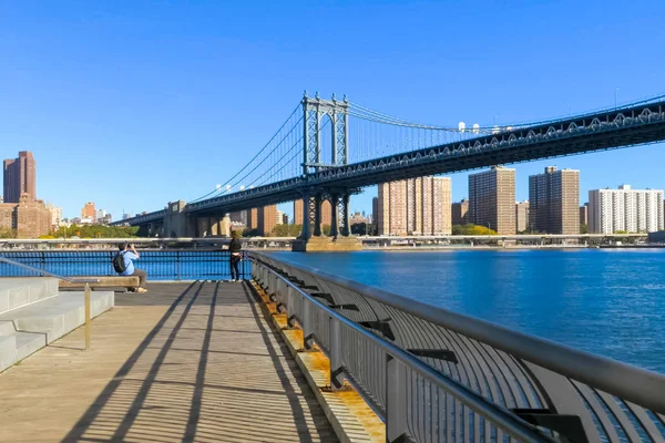 New York Verenigde Staten Juni 2015 Brooklyn Bridge Lopen Brug — Stockfoto