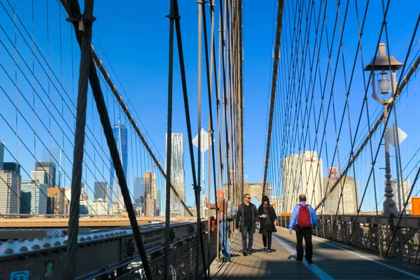 Нью Йорк Сша Червня 2015 Бруклінський Міст Прогулянка Мосту Ходьба — стокове фото