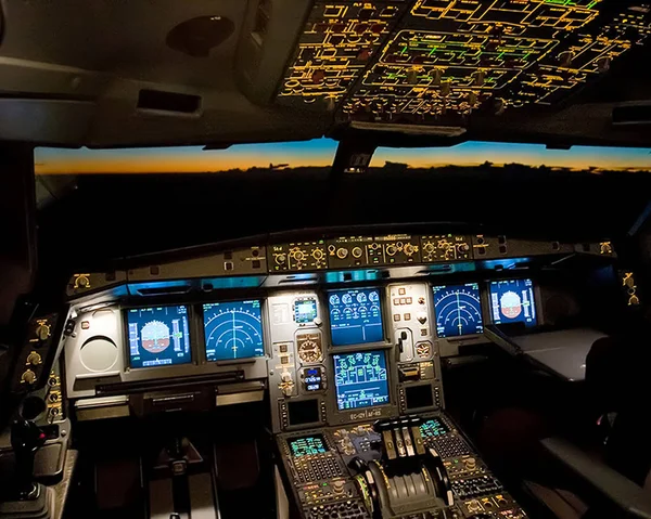 Cockpit Passenger Plane View Cockpit Flight Passenger Aircraft — Stock Photo, Image