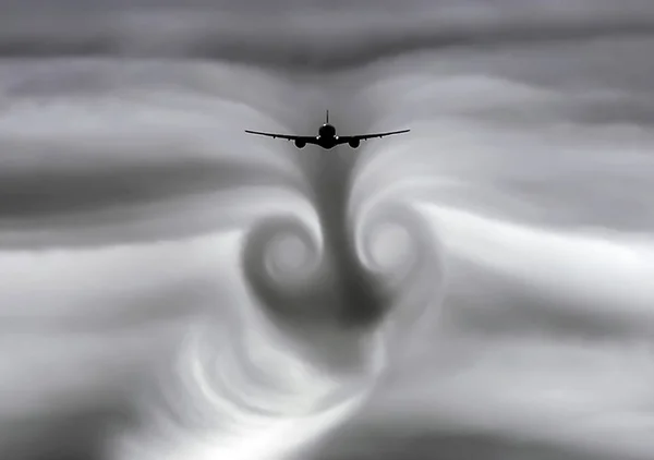 Turbulence Clouds Left Plane Flight — Stock Photo, Image