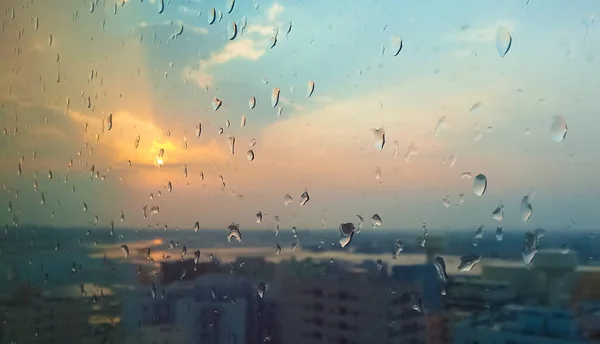 Gota Lluvia Nocturna Vidrio —  Fotos de Stock