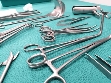Close Up Image Of Sterile Surgical Instruments clipart