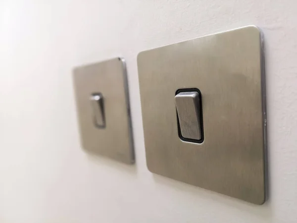 Closeup Image Of Electrical Switches Turn On