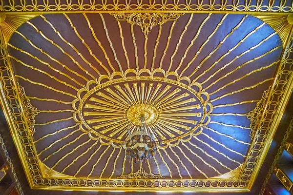Cairo Egypt December 2017 Relief Golden Patterns Wooden Ceiling Manial — Stock Photo, Image