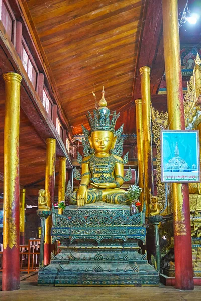 Ywama Myanmar Februar 2018 Das Goldene Bild Des Buddha Verziert — Stockfoto