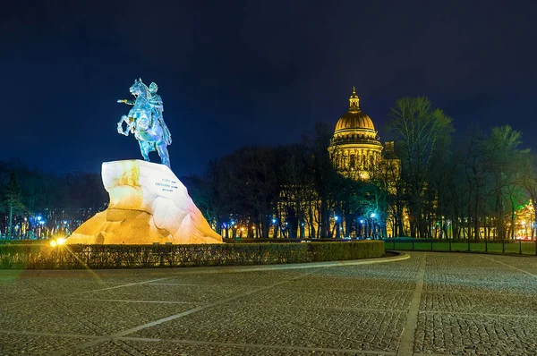 Estatua Ecuestre Pedro Grande Símbolo Ciudad San Petersburgo Rusia — Foto de Stock