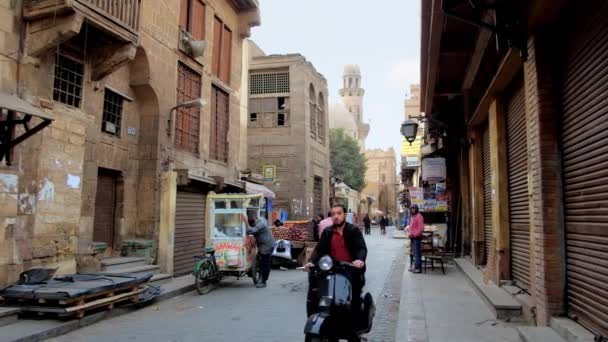 Cairo Egypte December 2017 Vroege Ochtend Muizz Street Winkels Zijn — Stockvideo