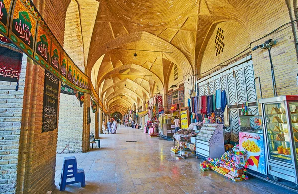 Kerman Iran Octobre 2017 Arcade Ombragée Bazar Médiéval Ganjali Khan — Photo