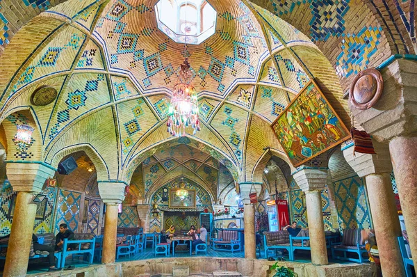 Kerman Iran Października 2017 Tradycyjna Restauracja Domy Zabytkowym Vakil Łaźnię — Zdjęcie stockowe