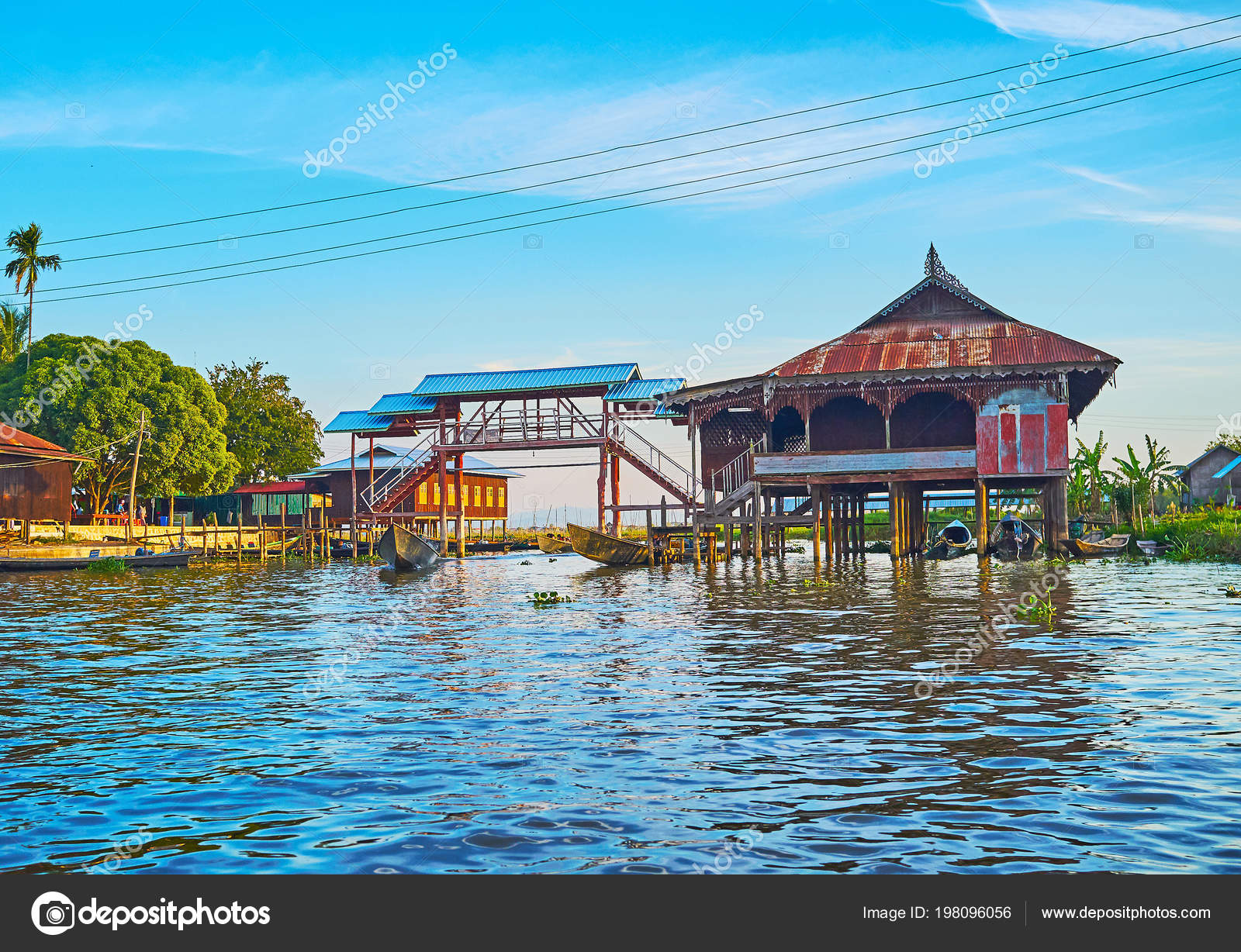 Picturesque village on stilts on a lake in Hungary Picturesque village on stilts on a lake in Hungary