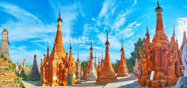 Nyaung Ohak sit alanı benzersiz Inle Gölü yer üstün antik mimarisi ve huzurlu bir atmosfer, Inn tein (Indein) Köyü, Myanmar.