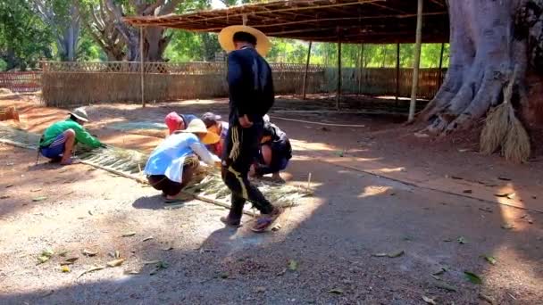 Kakku Myanmar Februar 2018 Die Jungen Arbeiter Fertigen Das Geflochtene — Stockvideo