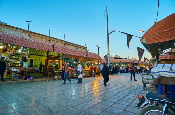 Kerman Irão Outubro 2017 Rua Noturna Ganjali Khan Bazaar Com — Fotografia de Stock