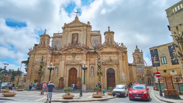 Rabat Malta Junho 2018 Praça Frente Igreja Colegiada Medieval São — Vídeo de Stock