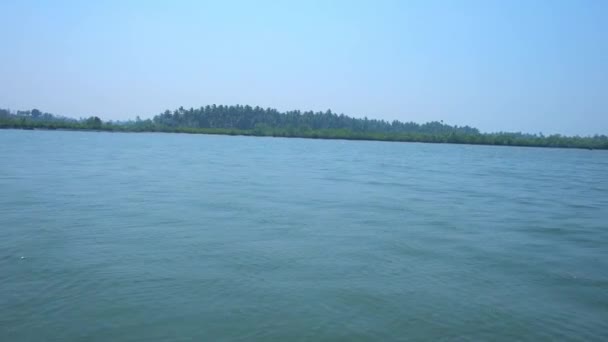 ミャンマーの背景が Tha の釣り船やマングローブ林をフローティングと広い本山義川 — ストック動画