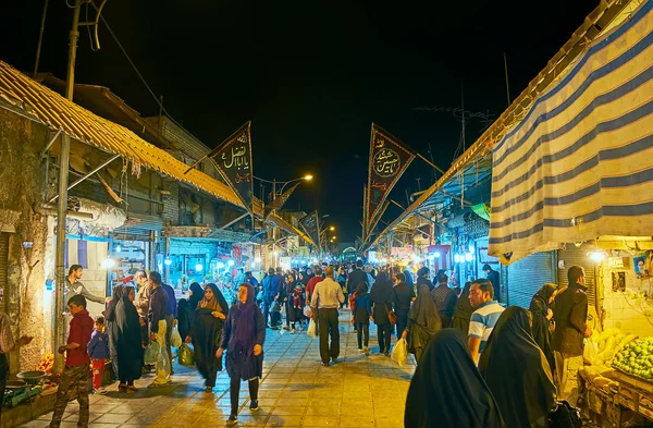 Kerman Irão Outubro 2017 Árvore Noturna Lotada Sartasari Bazaar Depois — Fotografia de Stock
