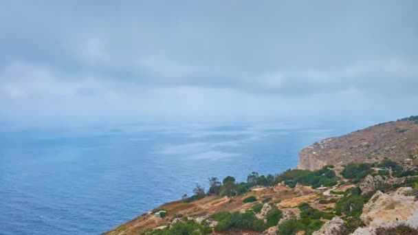 Rüzgarlı Hava Dingli Cliffs Kuzey Bölge Malta Nın Ünlü Doğal — Stok video