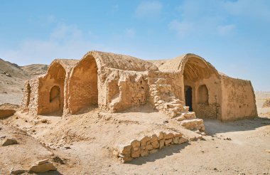 Ruins of ancient Khaiele - Zoroastrian cult building, located in Dakhma (Tower of Silence) archaeological site, Yazd, Iran.