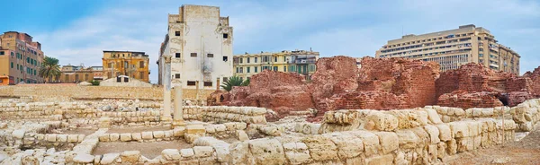 Panorama Del Sito Archeologico Epoca Romana Chiamato Kom Dikka Kom — Foto Stock