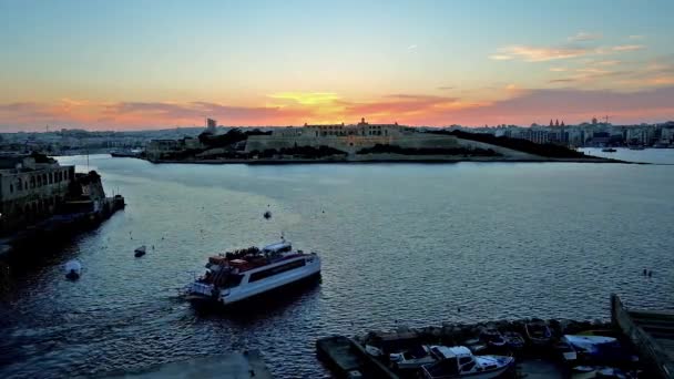 Valletta Malte Juin 2018 Ciel Couchant Dessus Fort Médiéval Manoel — Video