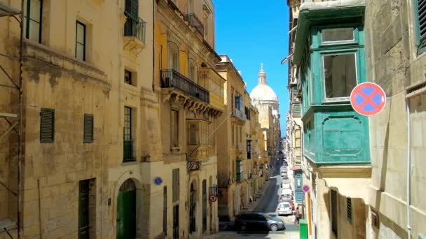 Valletta Malta Juni 2018 Die Hügelige Alte Minzstraße Mit Hohen — Stockvideo