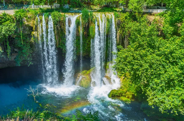 Felső Duden Vízesés Csepp Szurdok Borított Buja Park Népszerű Hely — Stock Fotó