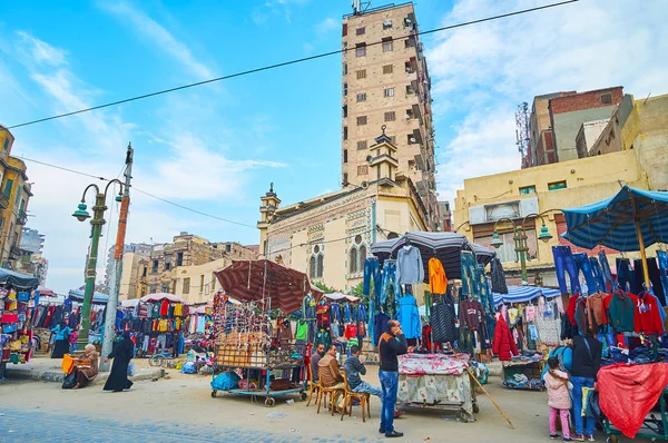 Aleksandria Egipt Grudnia 2017 Straganów Wzdłuż Drogi Karmouz Avenue Minarety — Zdjęcie stockowe