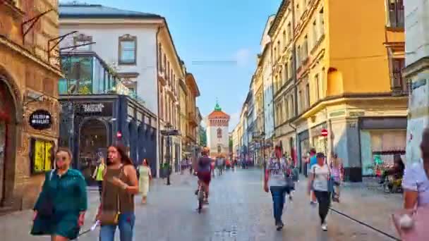 Kraków Polska Czerwca 2018 Spacer Wzdłuż Theshopping Ulica Floriańska Jego — Wideo stockowe