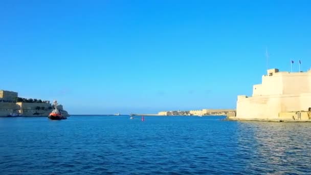 Birgu Malta Juni 2018 Utforska Valletta Grand Harbour Kryssning Fartyg — Stockvideo