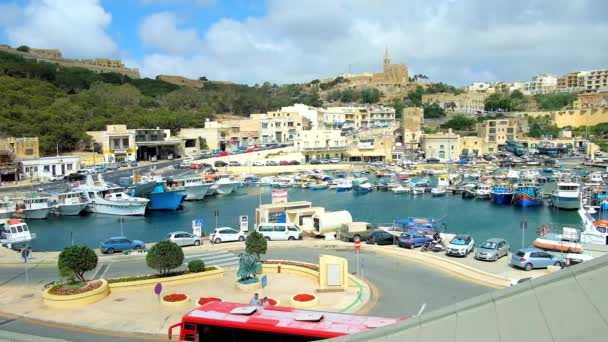 Ghajnsielem Malta Junho 2018 Porto Mgarr Com Velhos Barcos Pesca — Vídeo de Stock