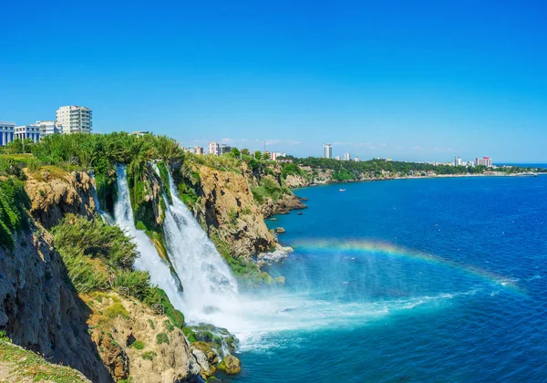 Lower Duden Waterfall Flowing Tall Cliff One Main Landmarks Antalya — Stock Photo, Image