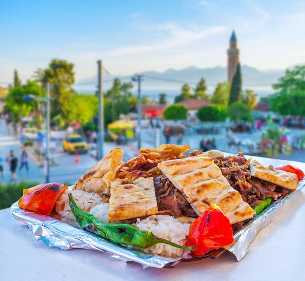 Ristoranti Antalya Vanta Piatti Tradizionali Deliziosi Della Cucina Turca Doner — Foto Stock