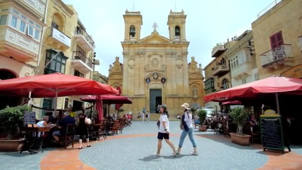 Victoria Malta Junho 2018 Ensemble George Square Com Edifício Medieval — Vídeo de Stock