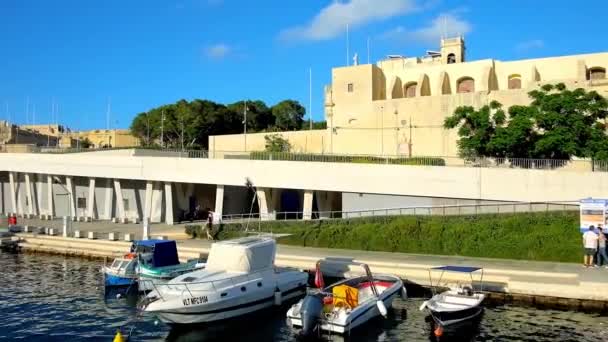 Birgu Malta Junio 2018 Viaje Ferry Largo Del Puerto Deportivo — Vídeo de stock