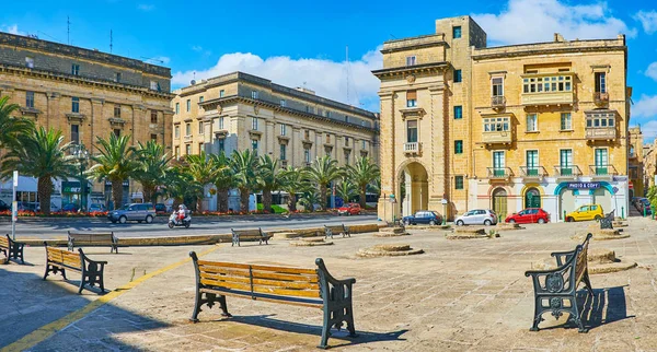 Floriana Malta June 2018 Panorama Robert Samut Square Capstones Granaries — Stock Photo, Image