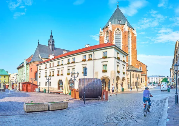 Krakow Poland June 2018 Little Market Square Maly Rynek Neighbors — Stock Photo, Image