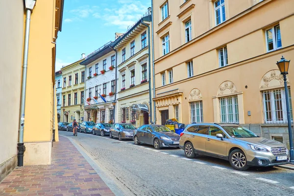 Krakow Polonia Junio 2018 Las Viviendas Densas Del Casco Antiguo — Foto de Stock