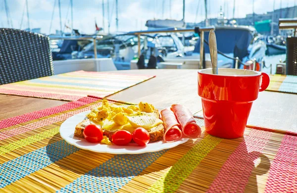 Sándwich Cara Abierta Nutritiva Decisión Perfecta Desayuno Valeta Malta — Foto de Stock