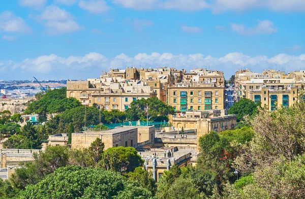 Old Housing Floriana Lush Greenery Herbert Ganado Gardens Foreground Malta — Stock Photo, Image