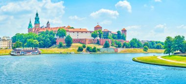 Görünümü güzel Wawel Kalesi, Lehçe monarşi, Krakow, Polonya ikamet üzerinde